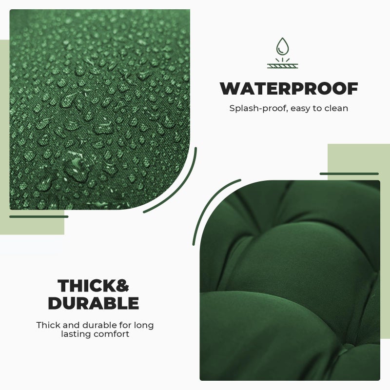 DANGHOOGY Outdoor/Indoor High Back Chair Cushion  Waterproof Outdoor Rocking Chair Cushion with Ties  Tufted Replacement Seat Cushions for Outdoor Furniture  Green - Image 3